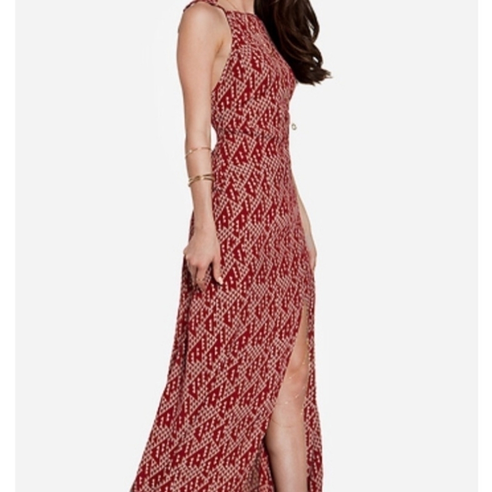 Stone Cold Fox XS Printed High Neck Maxi Dress